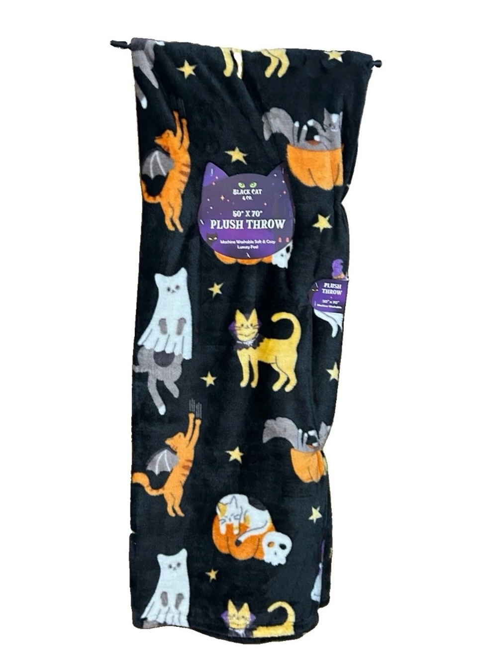Black Cat & Co Halloween Blanket Costume Cats Ghost Pumpkin Plush Throw 50X70